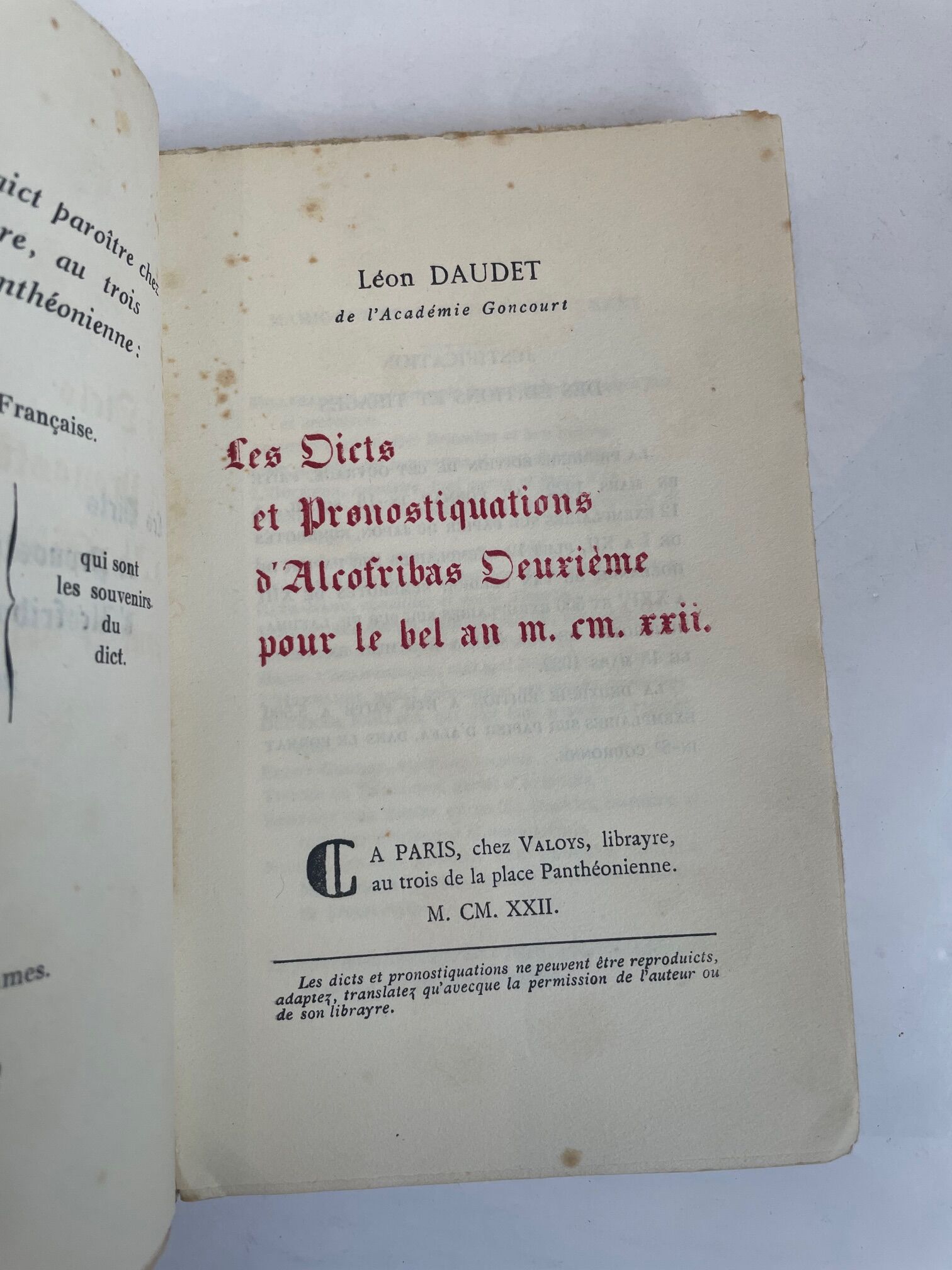 Les dicts et pronostiquations d'Alcofribas Deuxième pour le bel an M. CM. XXII.