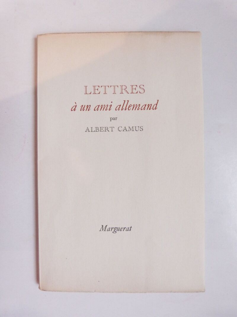 Lettres à un ami allemand, CAMUS  Librairie KOEGUI