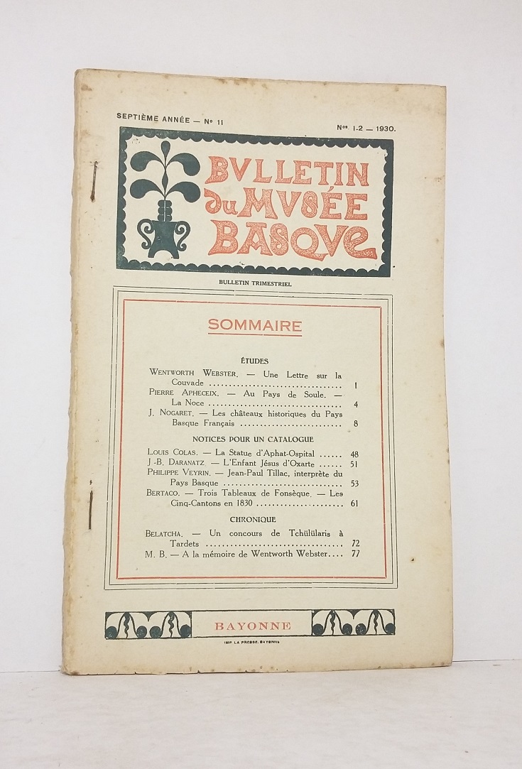 Bulletin du Musée Basque - Septième année - n° 11. 1 - 2 - 1930