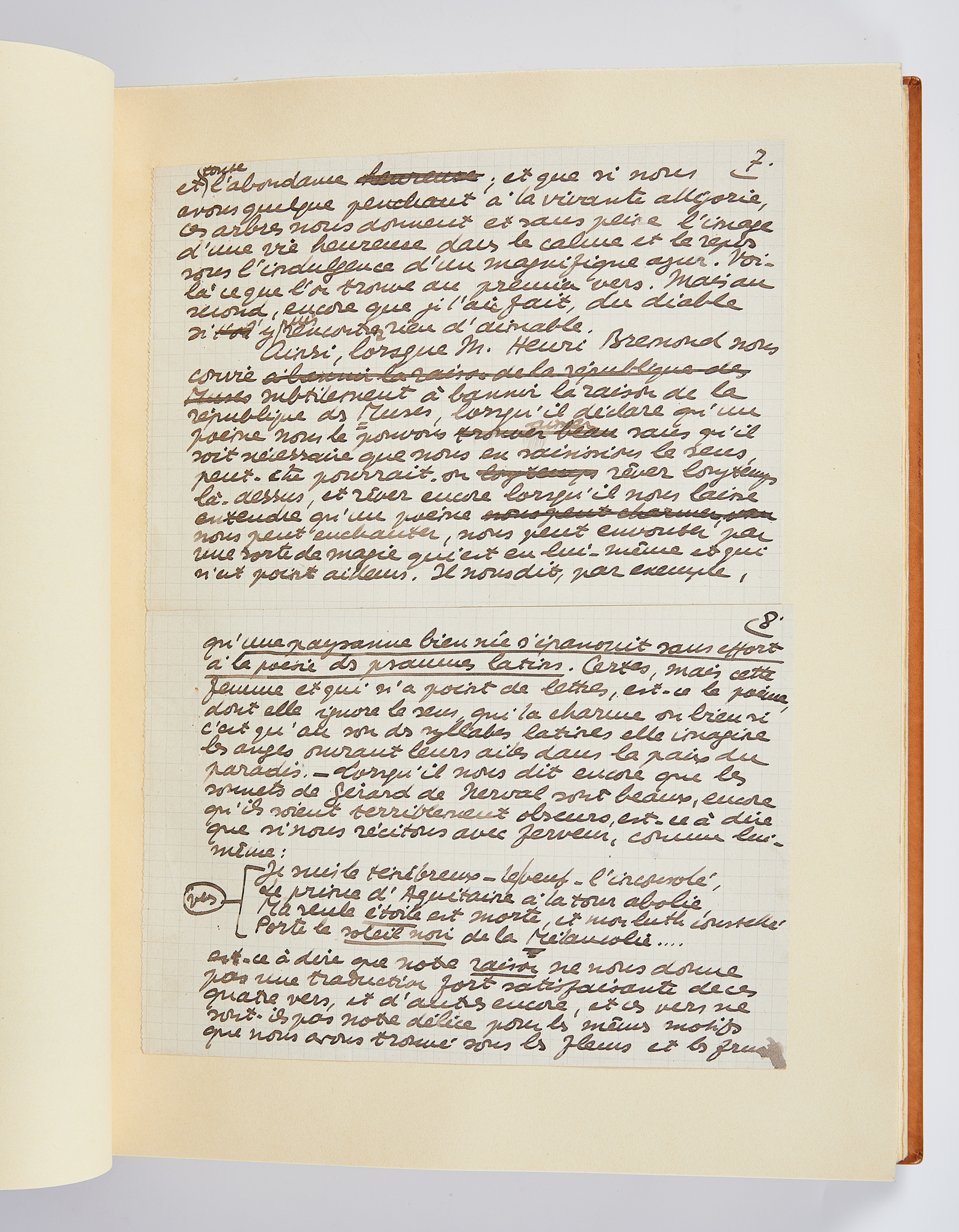 Manuscrit de Guirlande pour deux vers de Gérard de Nerval