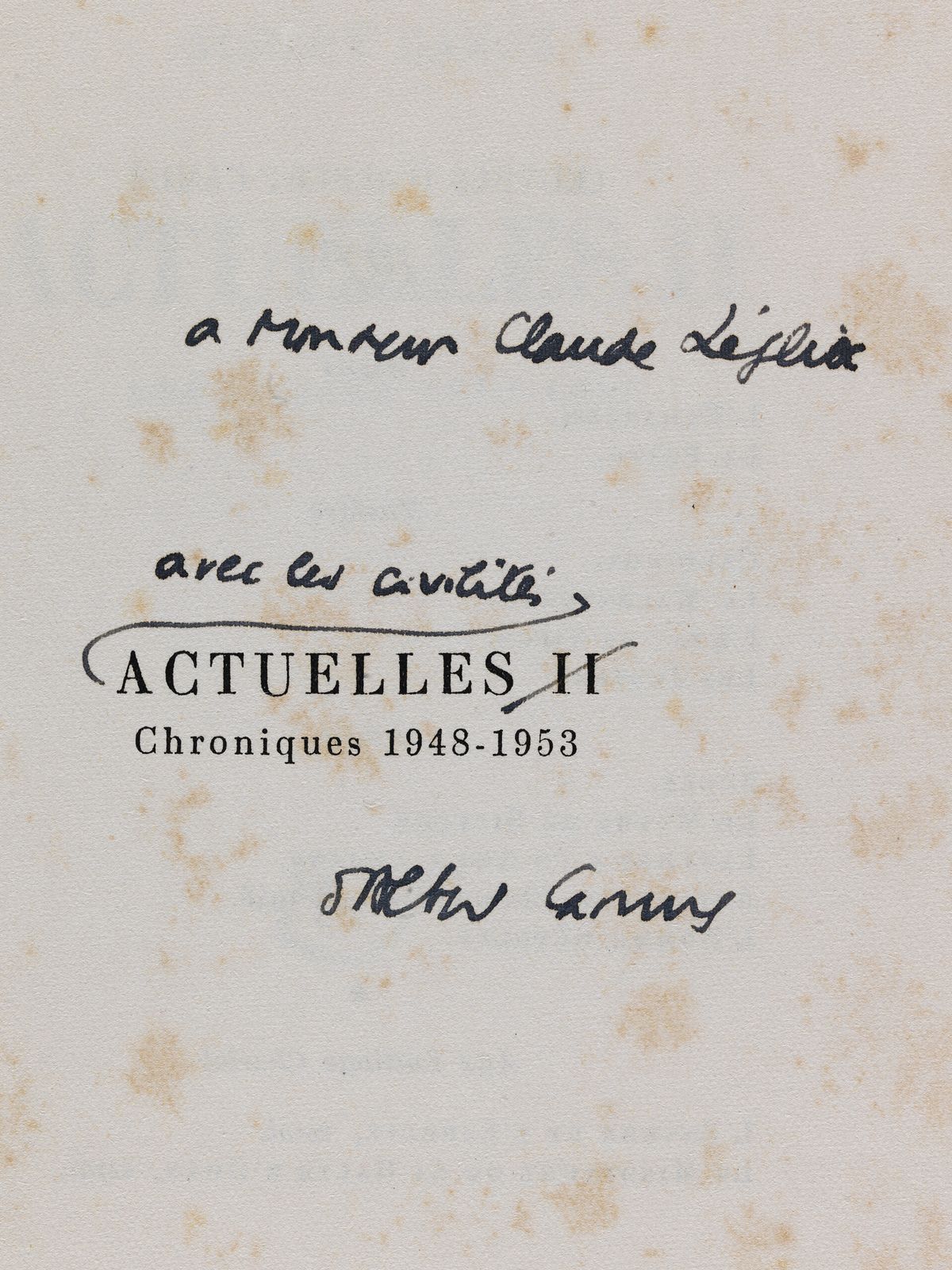 Actuelles II. Chroniques 1948-1953.