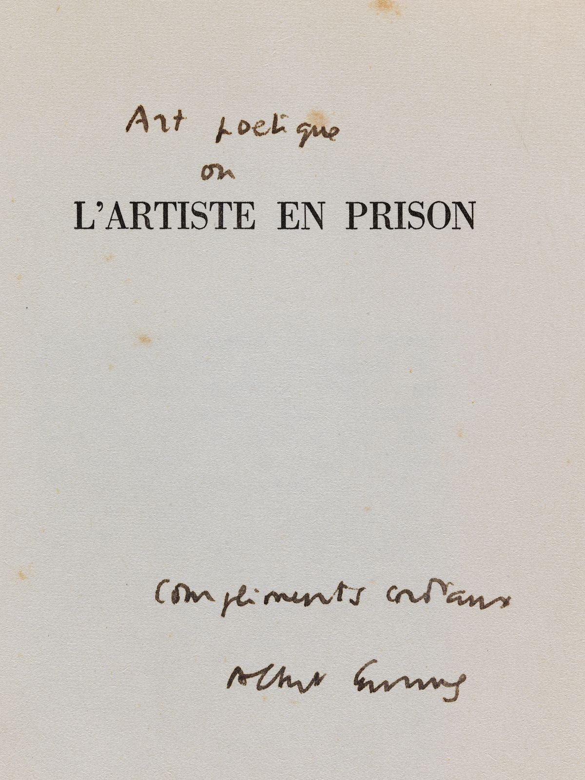 La ballade de la geôle de reading. L'artiste en prison d'après Albert Camus.