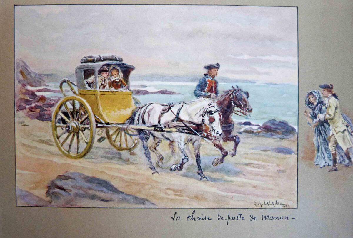 La voiture à travers les âges : illustration Lalauze