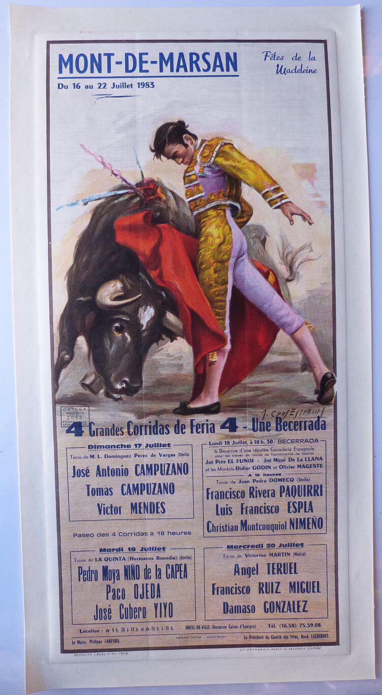 Affiche de tauromachie Juillet 1983