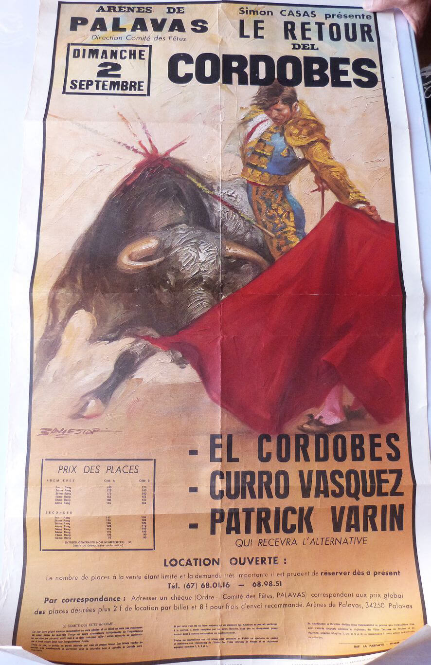 Affiche de tauromachie Arènes de Palavas