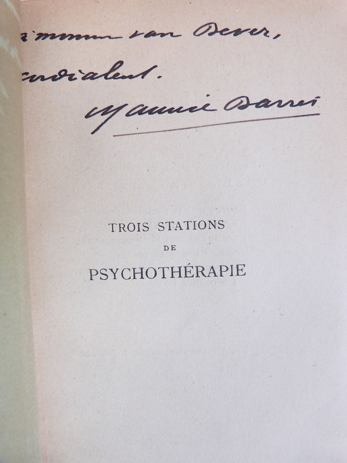 Trois stations de psychothérapie. 