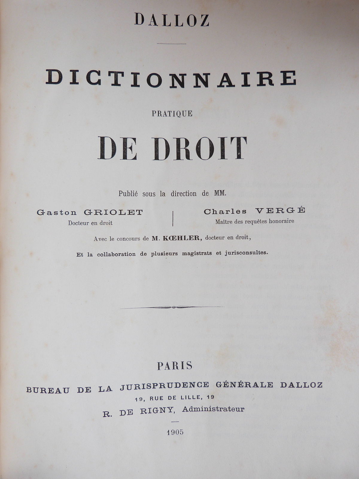 Dictionnaire pratique de droit