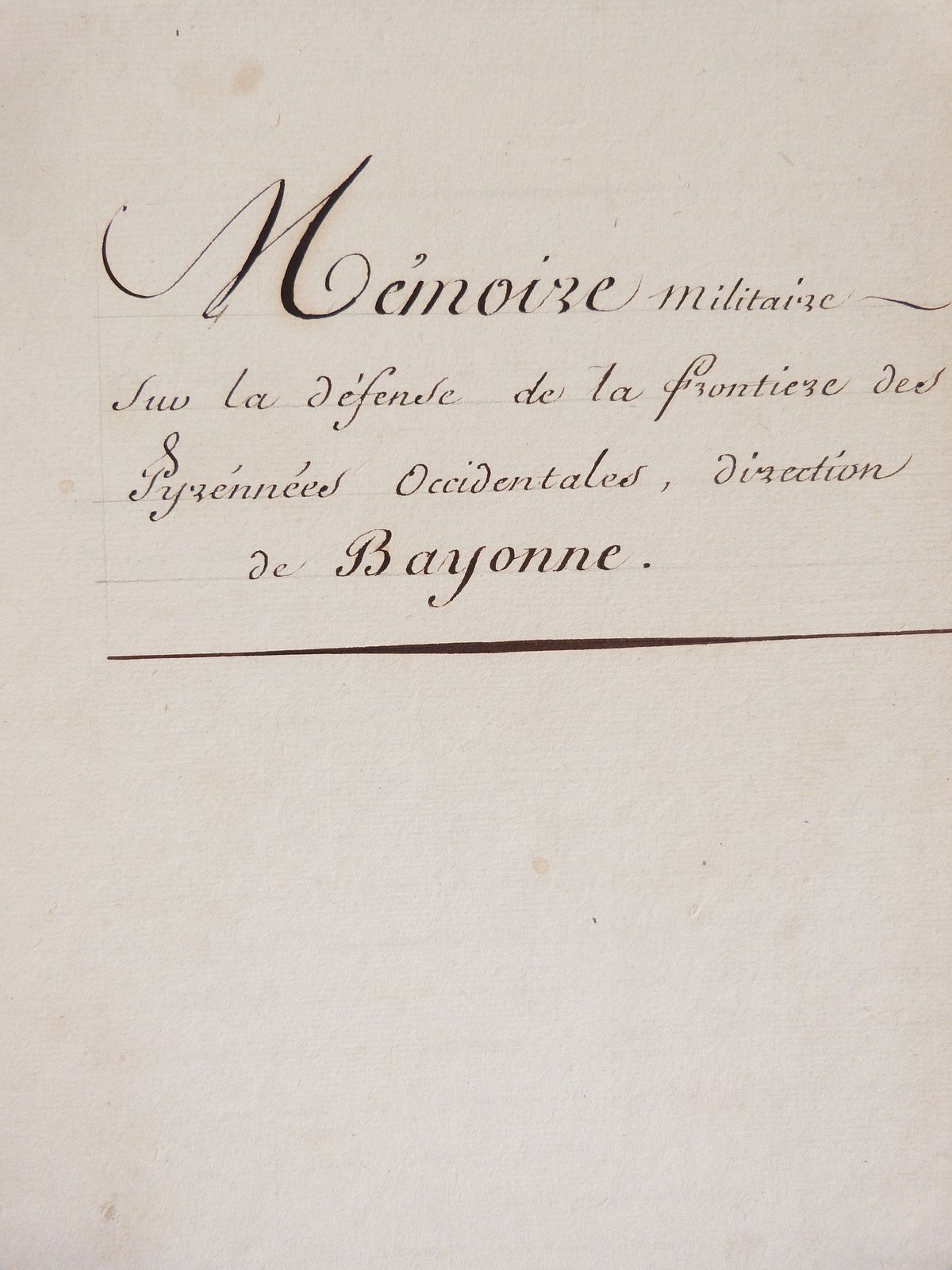 Manuscrit rédigé au début du Ier Empire