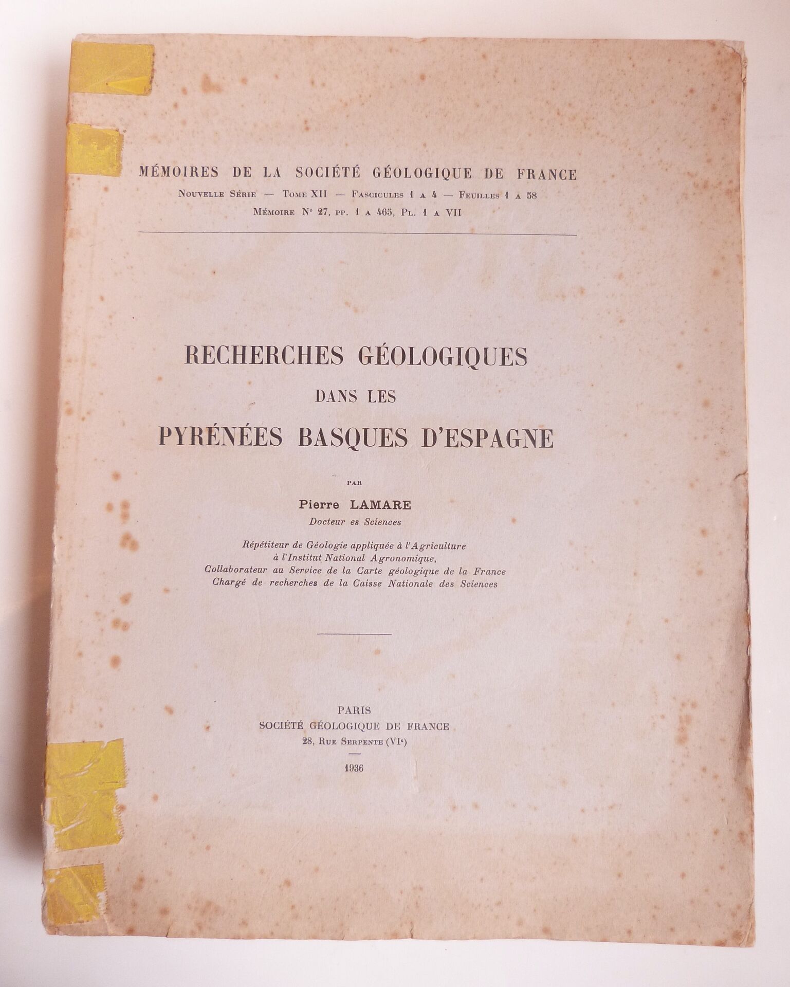 Recherches géologiques dans les Pyrénées basques d'Espagne