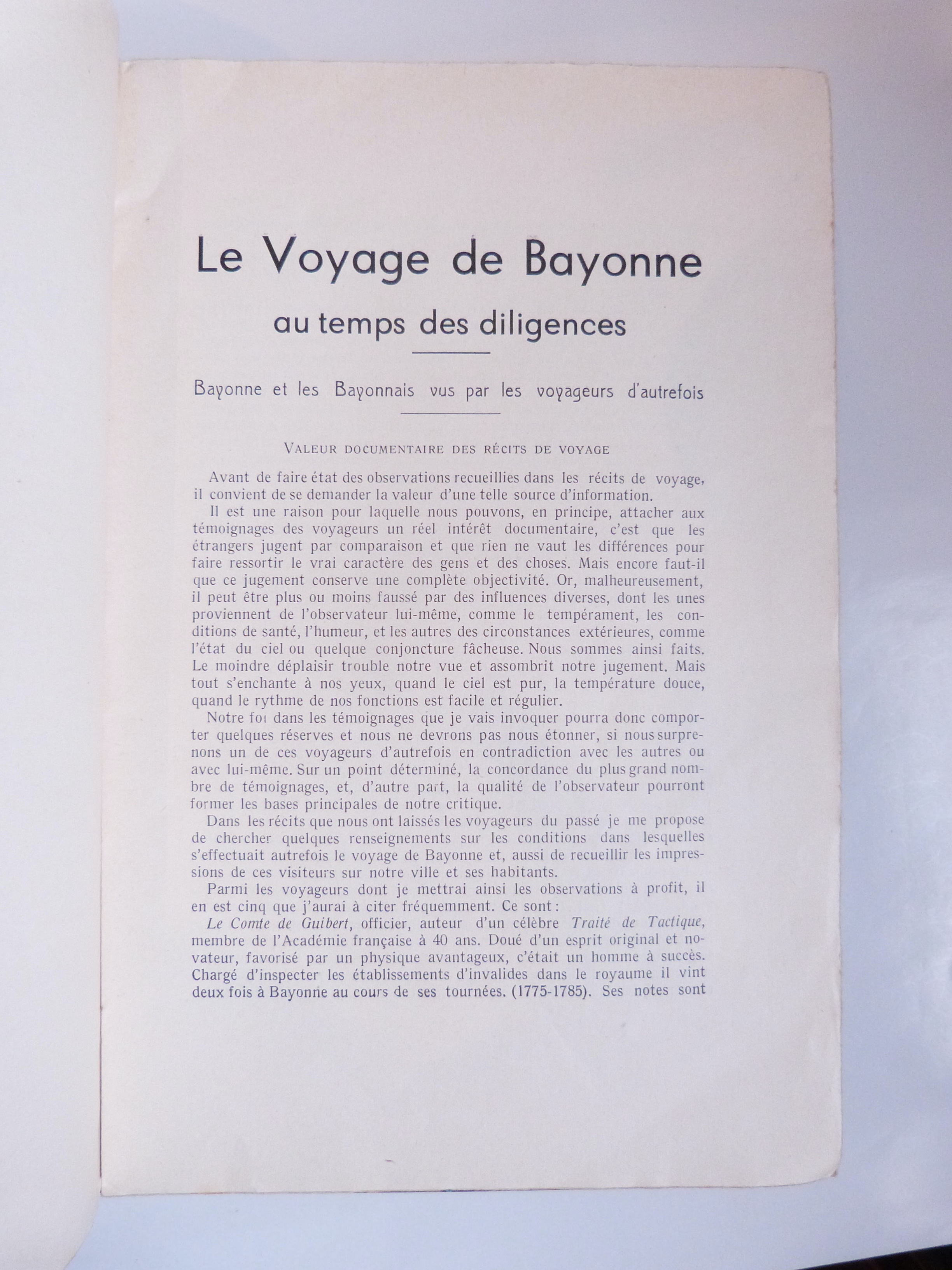 Le voyage de Bayonne au temps des diligences.