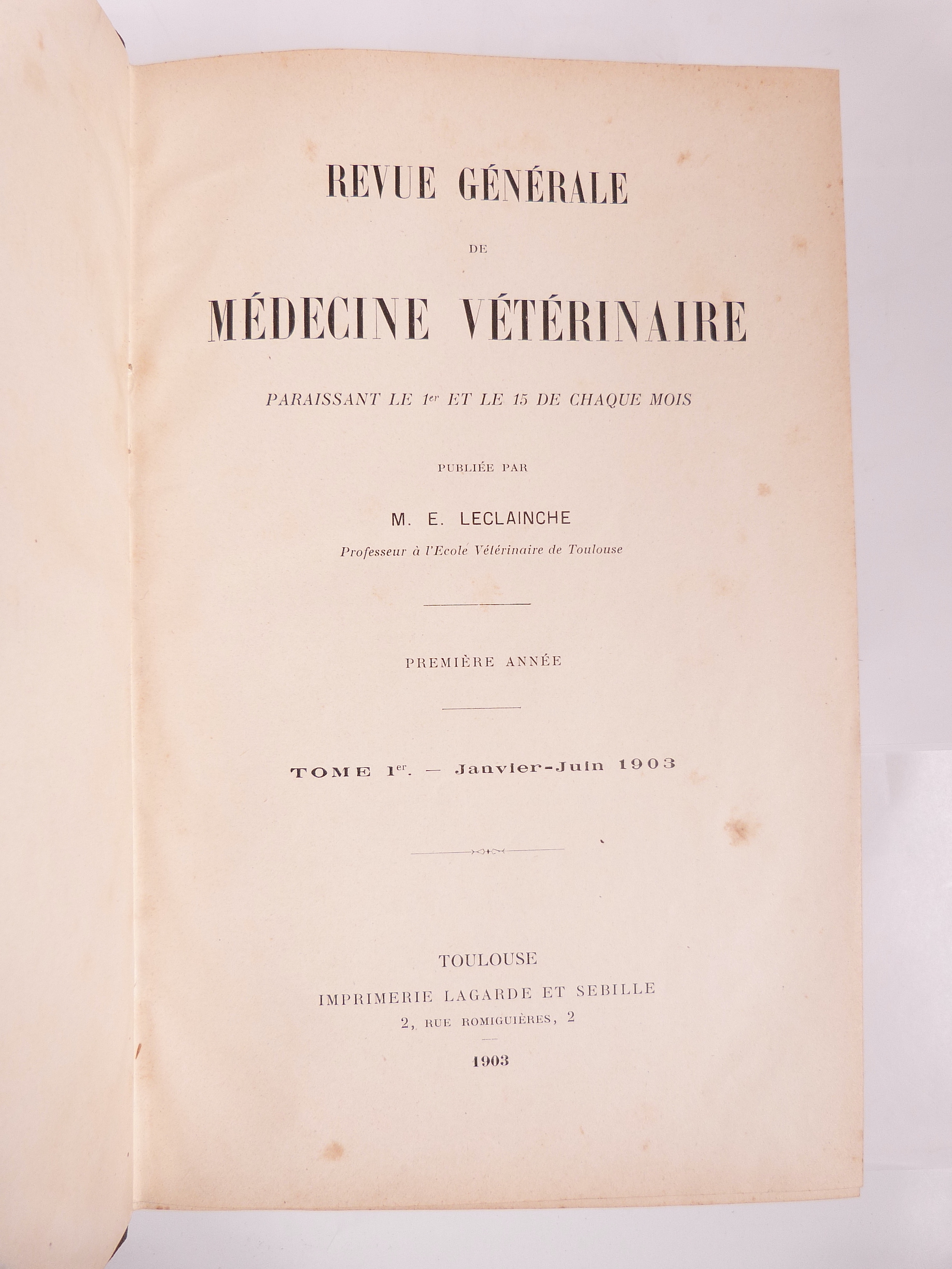 Revue générale de médecine vétérinaire