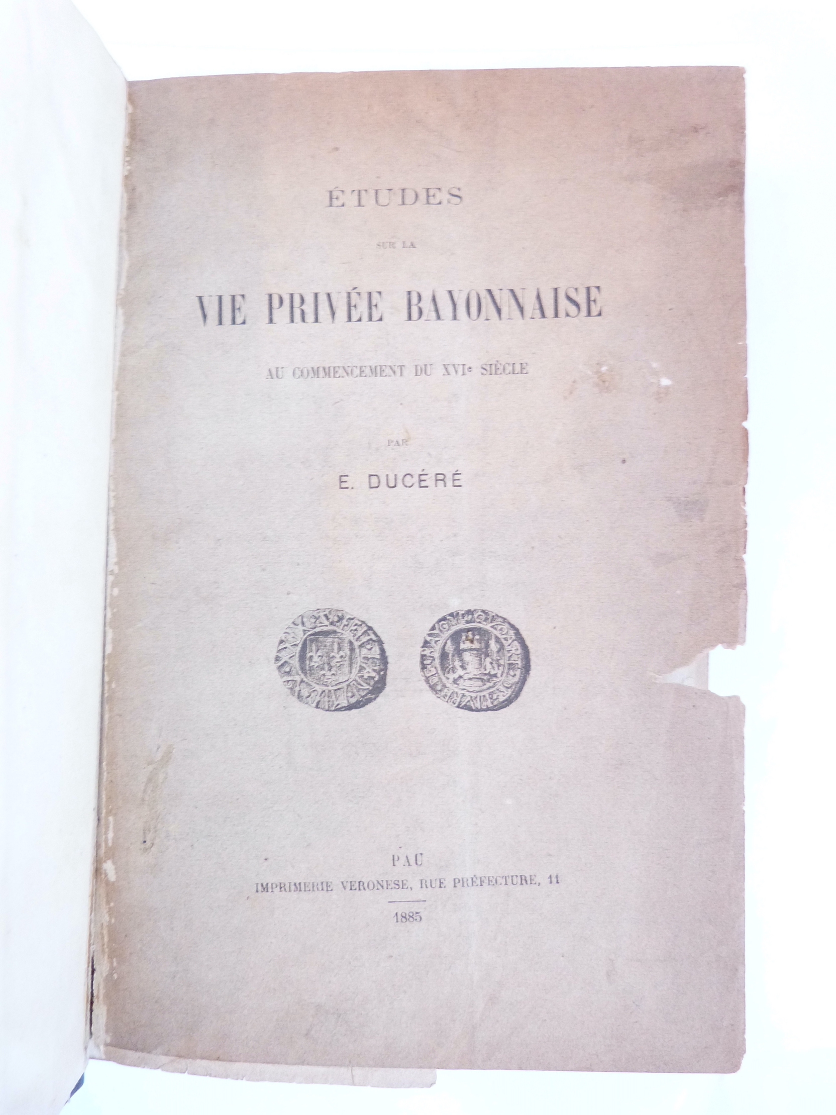 Etudes sur la vie privée bayonnais