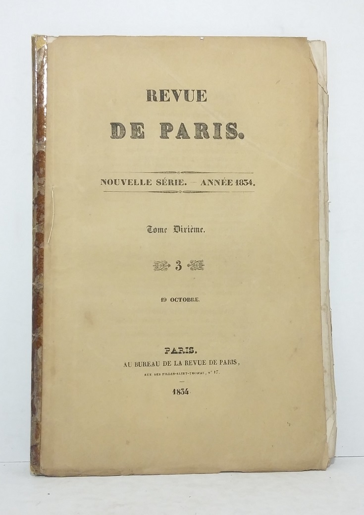 COLLECTIF - Revue de Paris. Tome dixième. n°3 - 19 Octobre. - 1834.