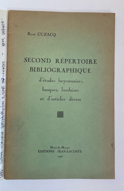 Second répertoire bibliographique d'études bayonnaises, basques, landaises et d'articles divers